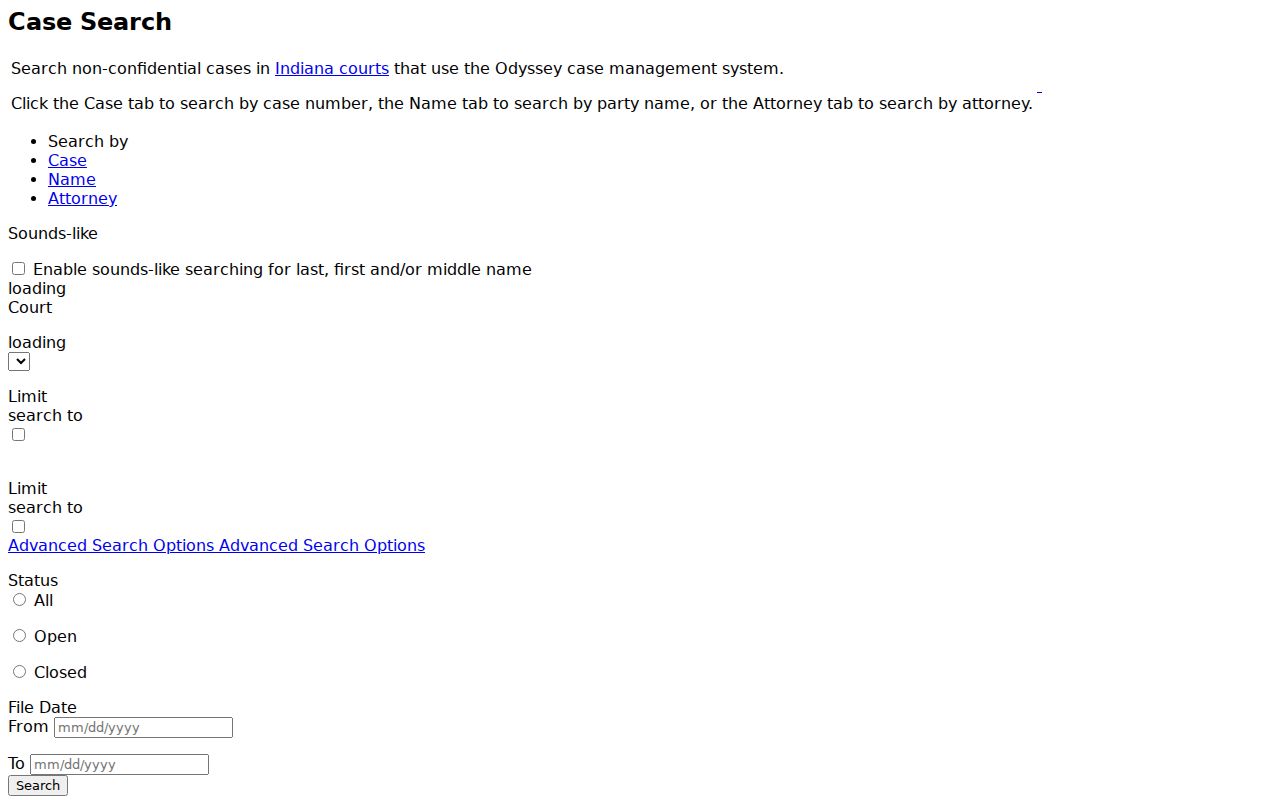 Warren County case search fields in MyCase