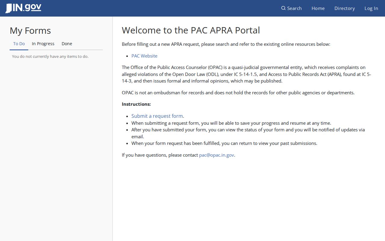 Indiana request portal information for Warren County court records