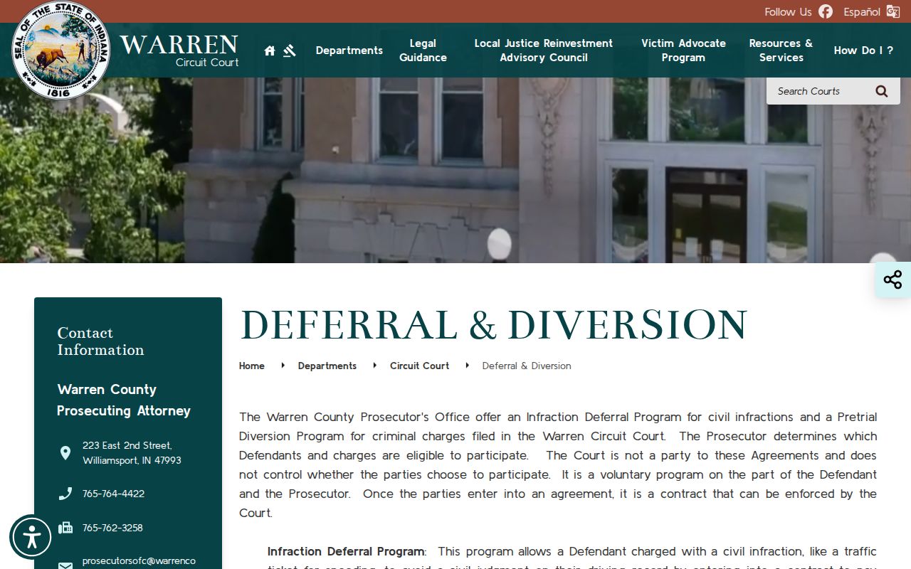 Warren County criminal docket deferral and diversion information