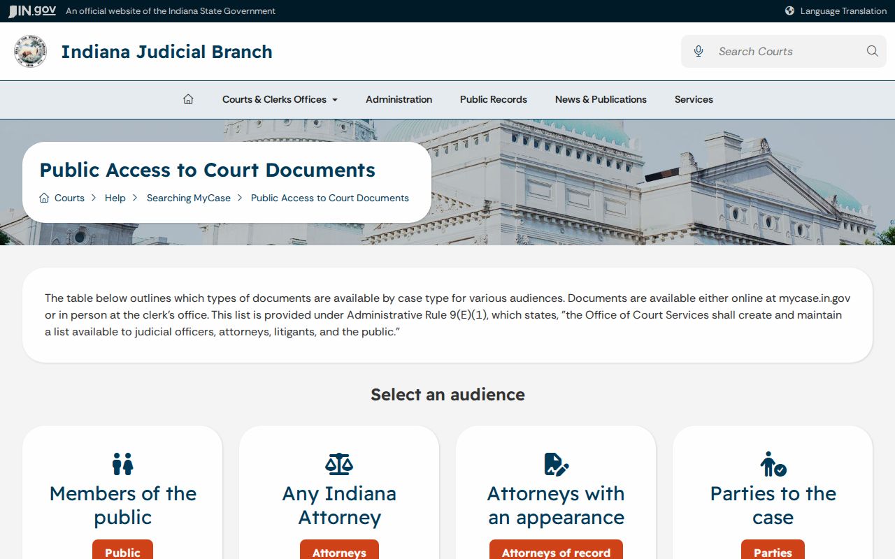 Warren County criminal docket MyCase access matrix