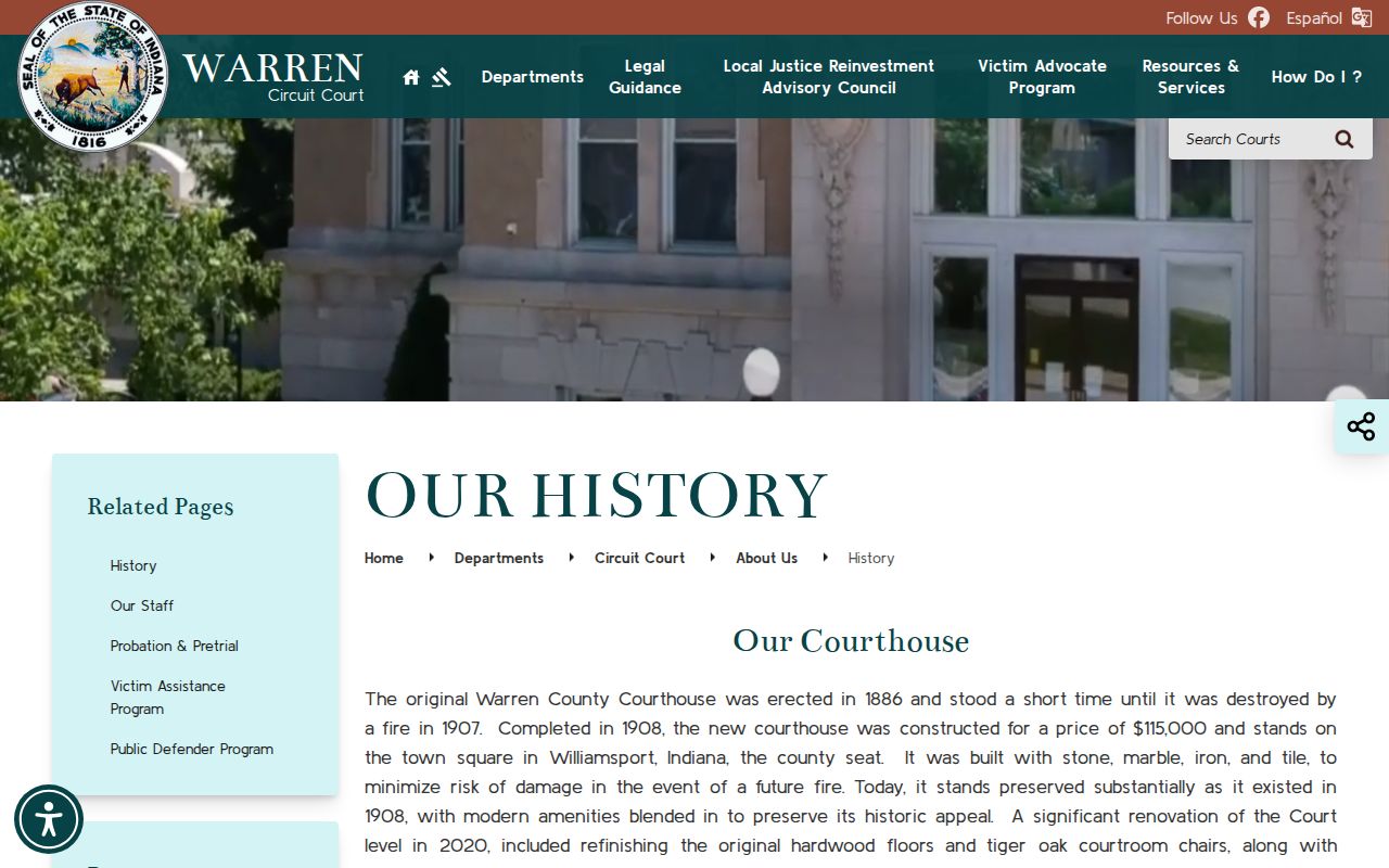 Williamsport court docket and Warren courthouse history