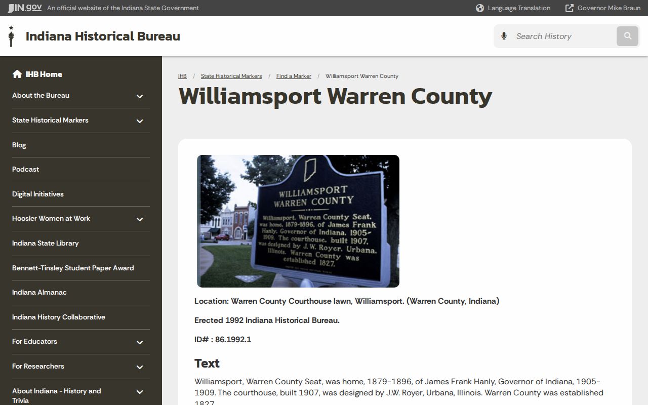 Williamsport court docket historical marker source